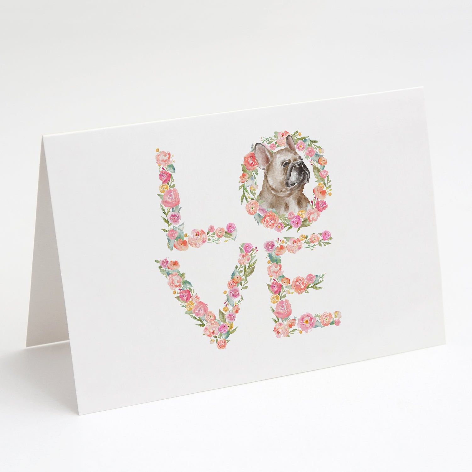 French Bulldog #9 LOVE Greeting Cards Pack of 8 Blank Cards with Envelopes Whimsical A7 Size 5x7