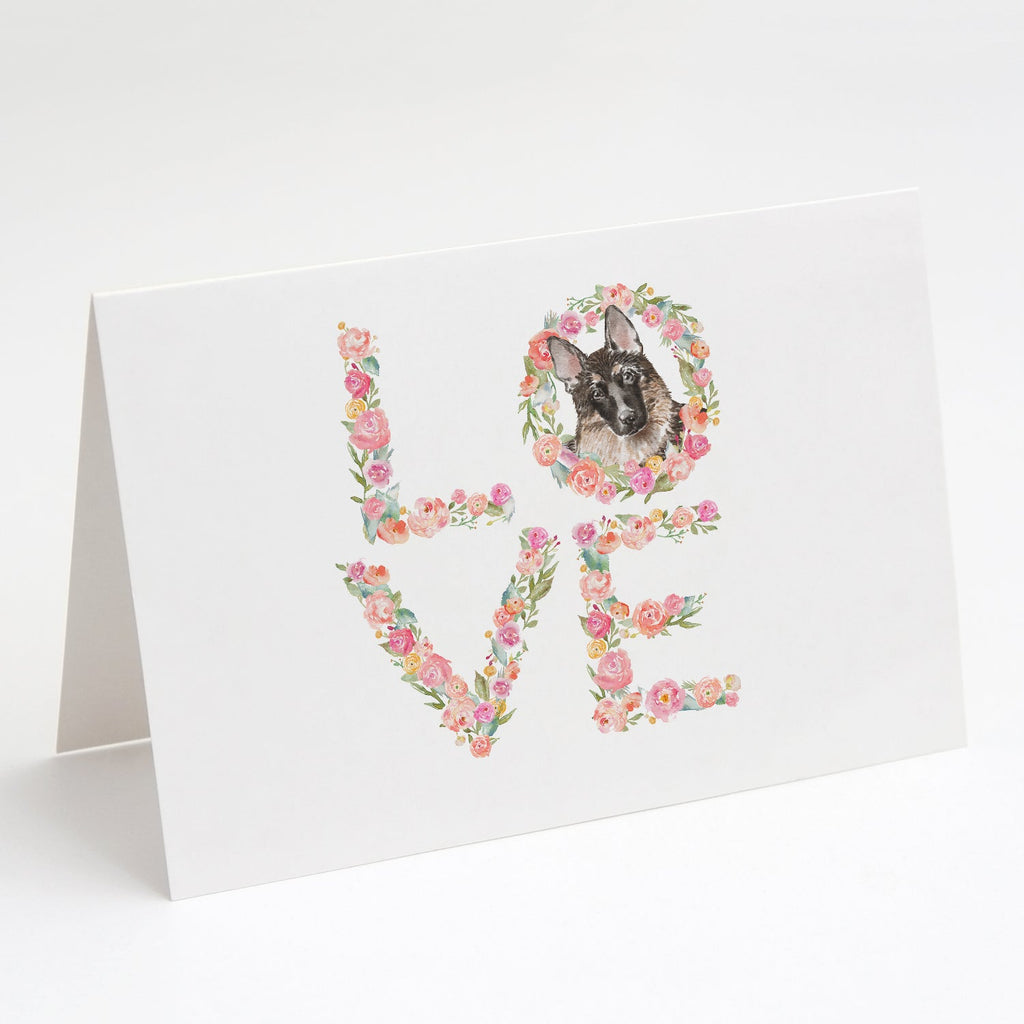 German Shepherd #6 LOVE Greeting Cards Pack of 8 Blank Cards with Envelopes Whimsical A7 Size 5x7