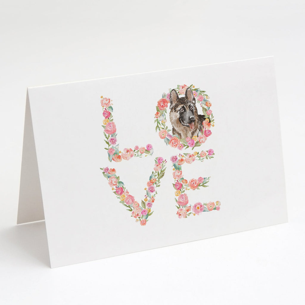 German Shepherd #7 LOVE Greeting Cards Pack of 8 Blank Cards with Envelopes Whimsical A7 Size 5x7