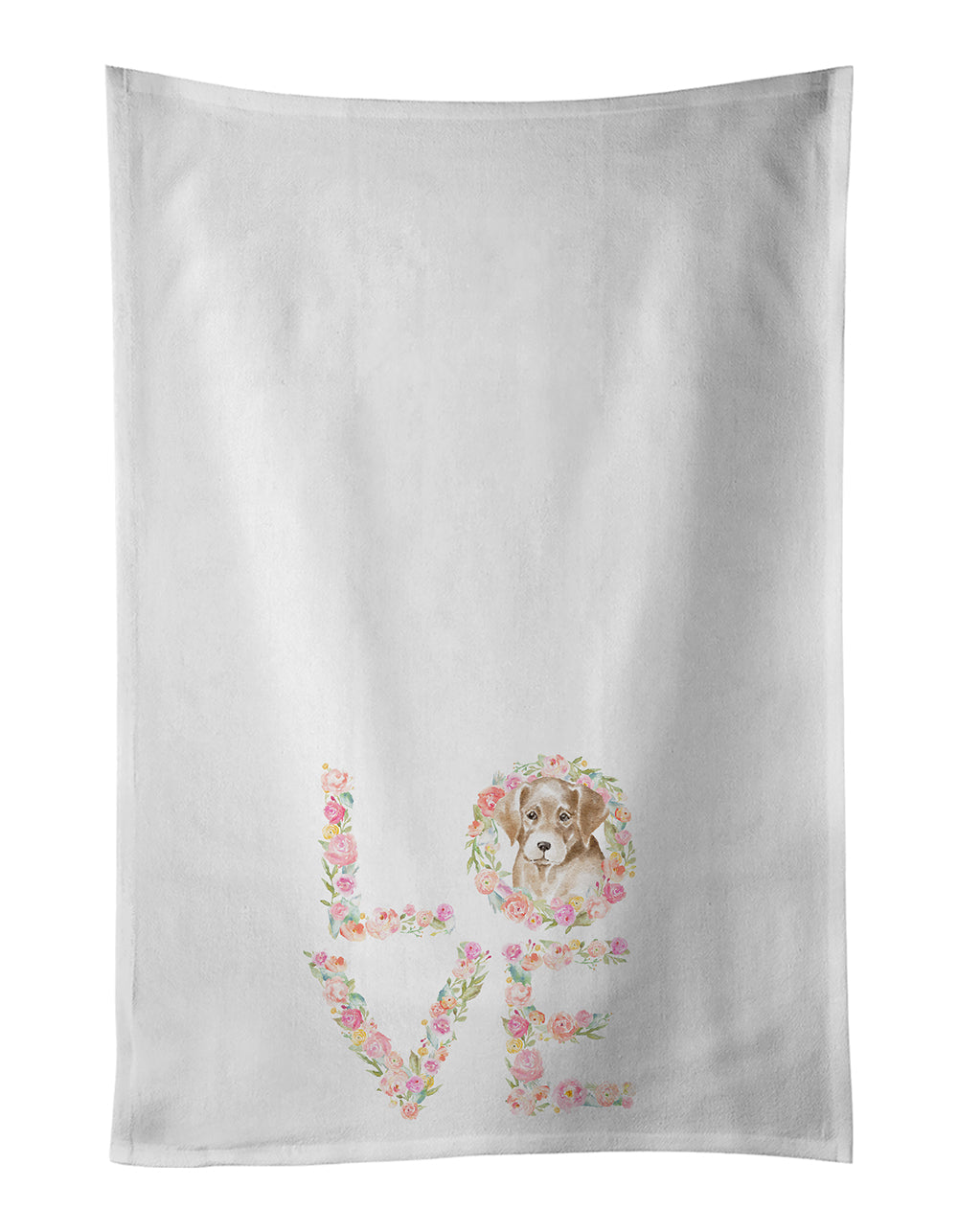 Labrador Retriever #5 LOVE Kitchen Towel Set of 2 White Dish Towels Decorative Bathroom Hand towel for Hand, Face, Hair, Yoga, Tea, Dishcloth, 19 X 28", White