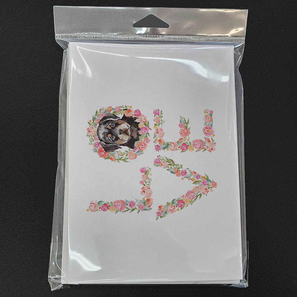 Rottweiler #3 LOVE Greeting Cards Pack of 8 Blank Cards with Envelopes Whimsical A7 Size 5x7