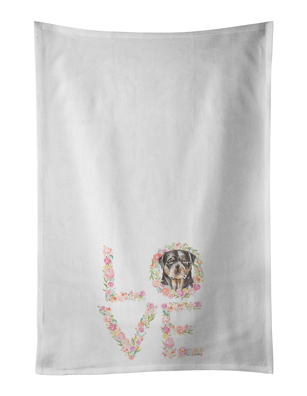 Rottweiler #5 LOVE Kitchen Towel Set of 2 White Dish Towels Decorative Bathroom Hand towel for Hand, Face, Hair, Yoga, Tea, Dishcloth, 19 X 28", White