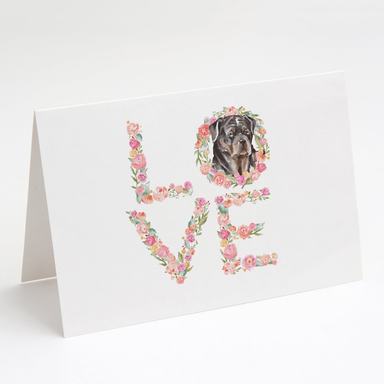 Rottweiler #6 LOVE Greeting Cards Pack of 8 Blank Cards with Envelopes Whimsical A7 Size 5x7