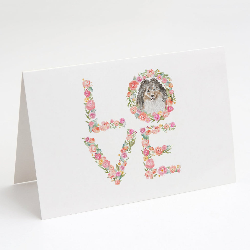 Sheltie #6 LOVE Greeting Cards Pack of 8 Blank Cards with Envelopes Whimsical A7 Size 5x7