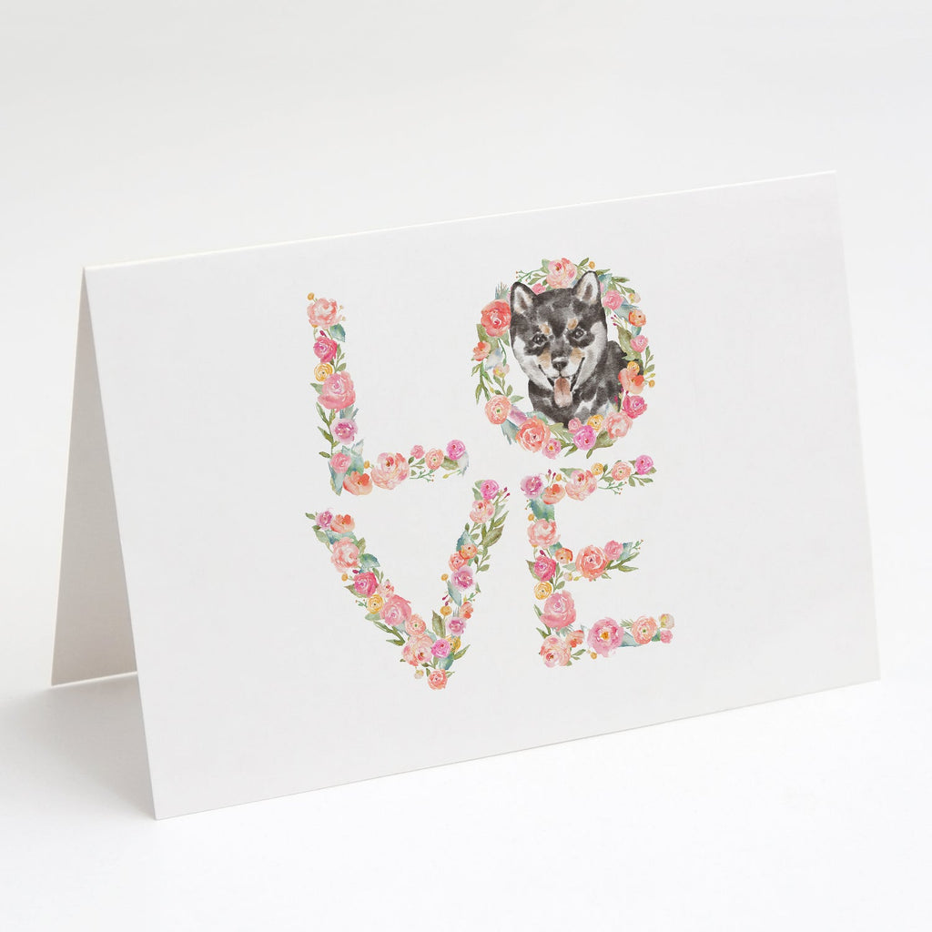 Shiba Inu #2 LOVE Greeting Cards Pack of 8 Blank Cards with Envelopes Whimsical A7 Size 5x7