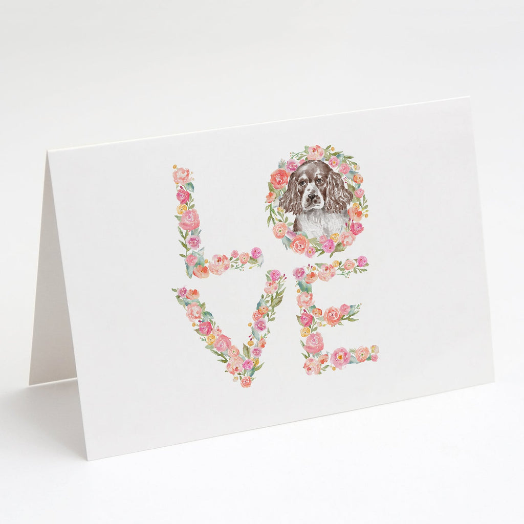 English Springer Spaniel #2 LOVE Greeting Cards Pack of 8 Blank Cards with Envelopes Whimsical A7 Size 5x7