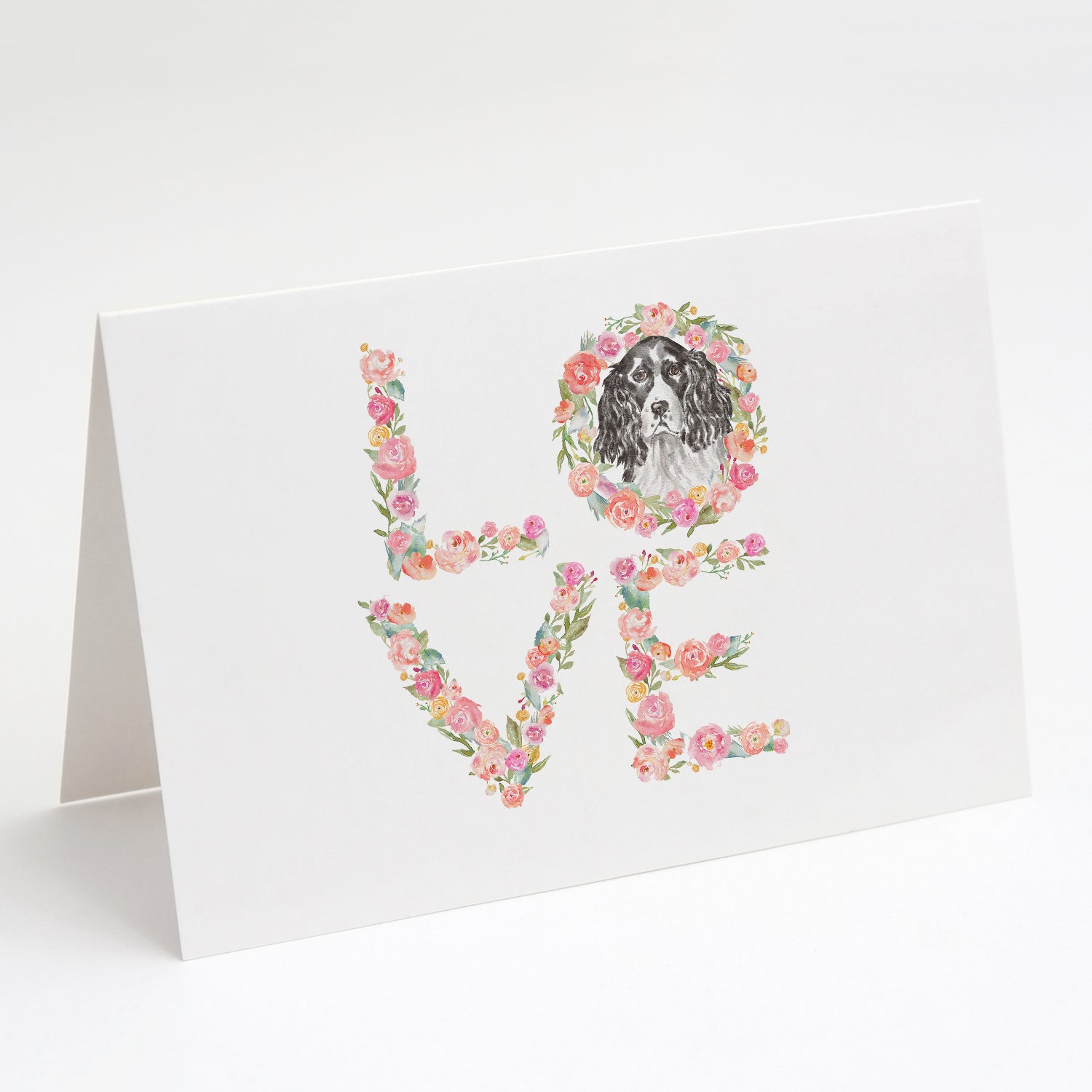 English Springer Spaniel #5 LOVE Greeting Cards Pack of 8 Blank Cards with Envelopes Whimsical A7 Size 5x7