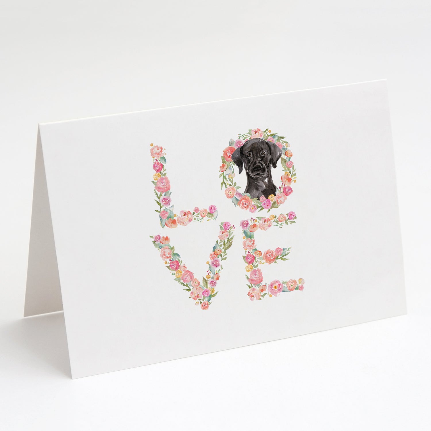 Black Labrador Retriever Love Greeting Cards Pack of 8 Blank Cards with Envelopes Whimsical A7 Size 5x7