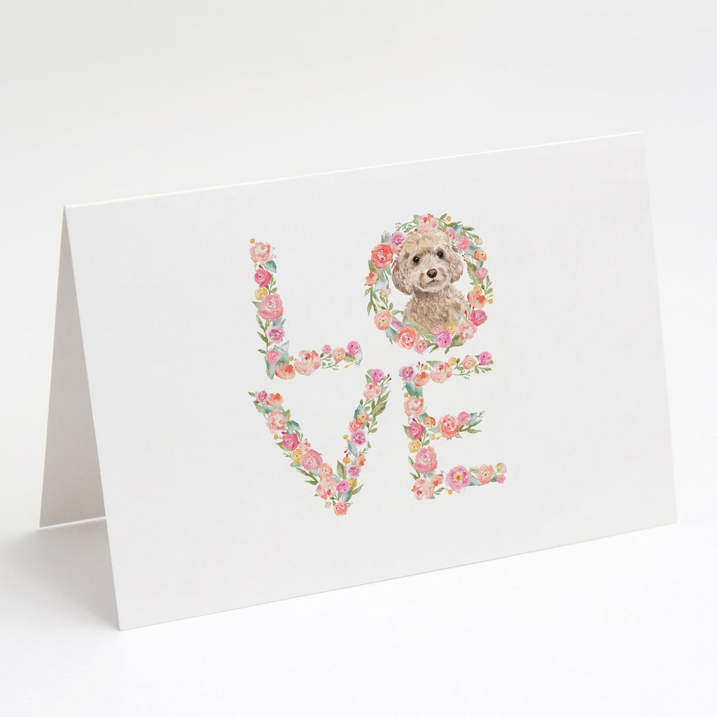 Champagne Cockapoo Love Greeting Cards Pack of 8 Blank Cards with Envelopes Whimsical A7 Size 5x7