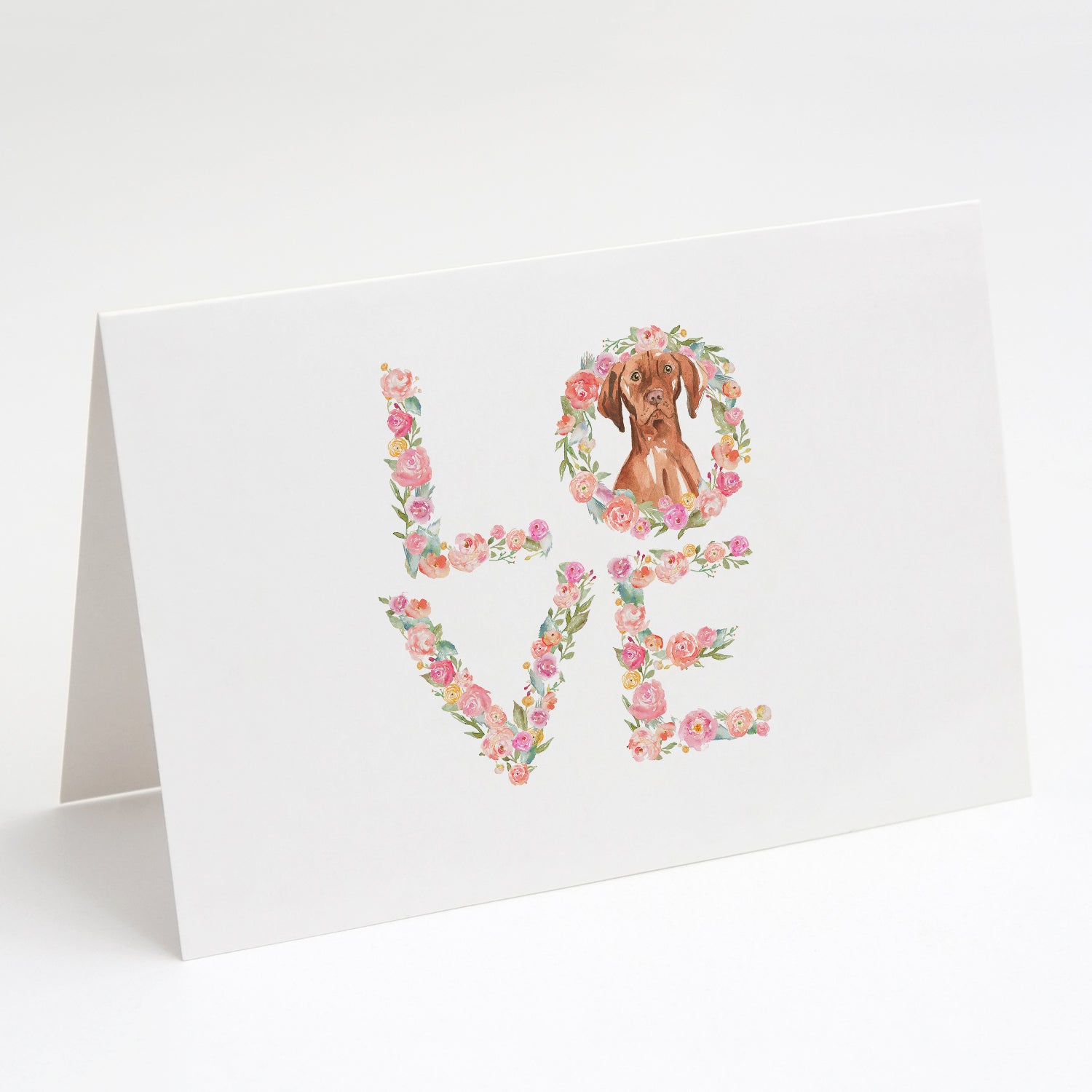 Vizsla Love Greeting Cards Pack of 8 Blank Cards with Envelopes Whimsical A7 Size 5x7