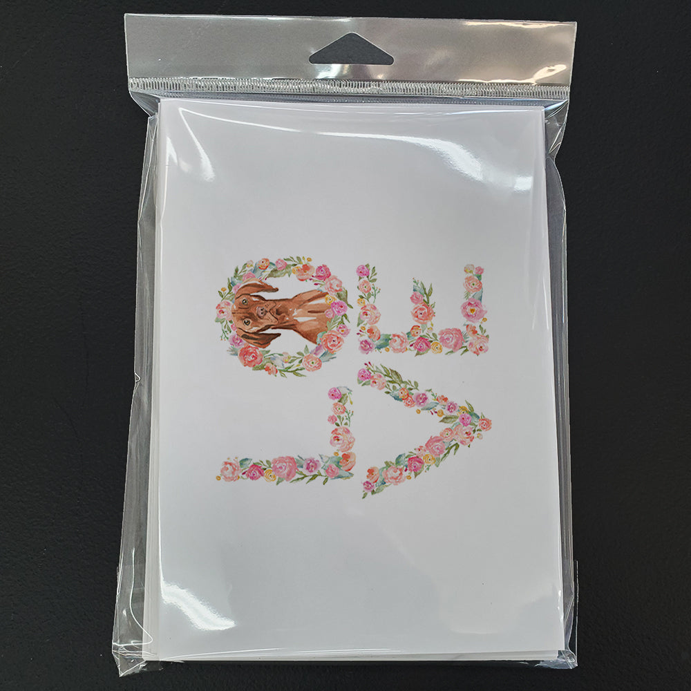 Vizsla Love Greeting Cards Pack of 8 Blank Cards with Envelopes Whimsical A7 Size 5x7