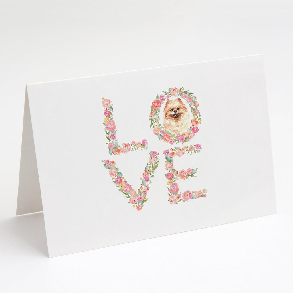 Pomeranian #2 Love Greeting Cards Pack of 8 Blank Cards with Envelopes Whimsical A7 Size 5x7