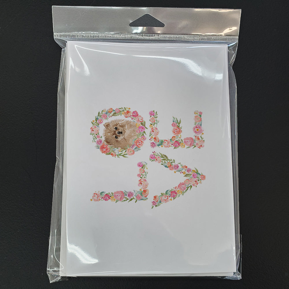 Pomeranian #3 Love Greeting Cards Pack of 8 Blank Cards with Envelopes Whimsical A7 Size 5x7