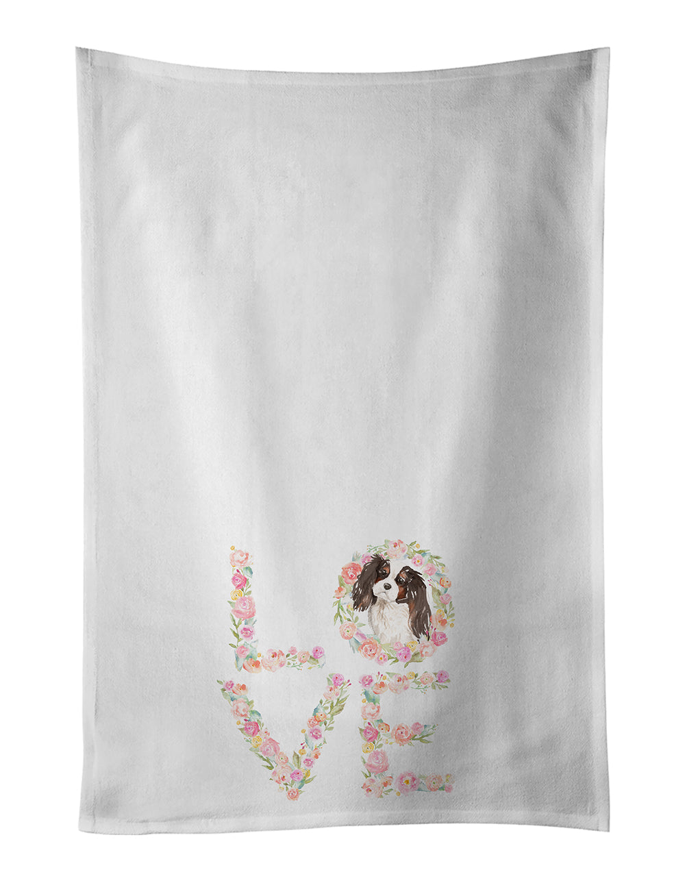 Tricolor Cavalier King Charles Spaniel Love Kitchen Towel Set of 2 White Dish Towels Decorative Bathroom Hand towel for Hand, Face, Hair, Yoga, Tea, Dishcloth, 19 X 28", White