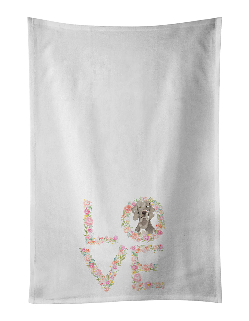 Weimaraner Love Kitchen Towel Set of 2 White Dish Towels Decorative Bathroom Hand towel for Hand, Face, Hair, Yoga, Tea, Dishcloth, 19 X 28", White