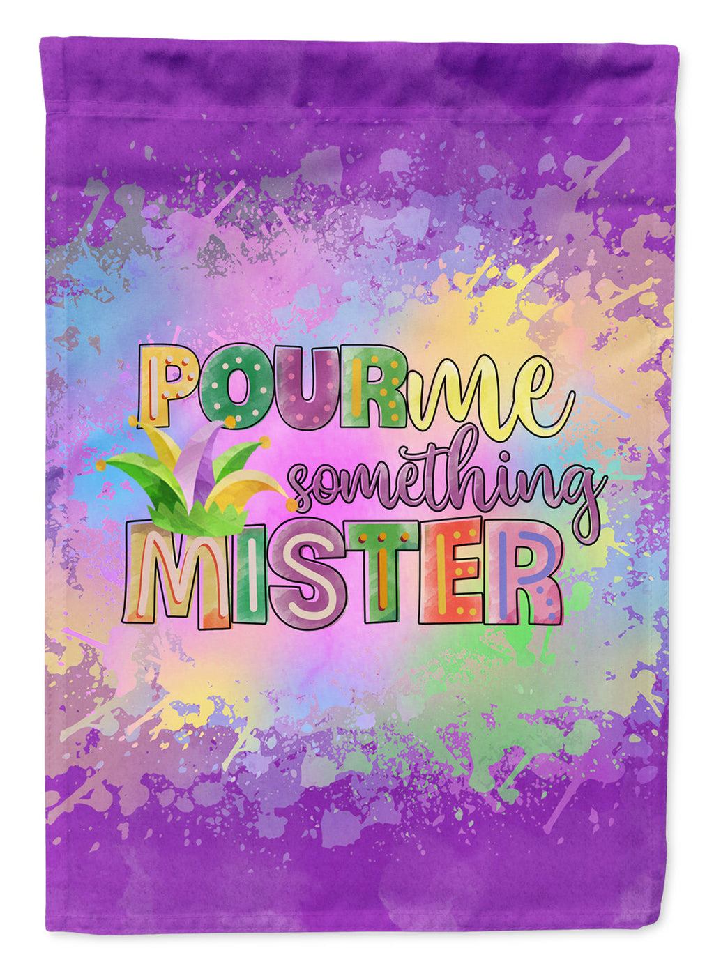 Pour Me Something Mister Mardi Gras Garden Flag Mailbox Decorative Yard Banner Outside Patio Artwork for Flower Beds, Garden Size, Multicolor