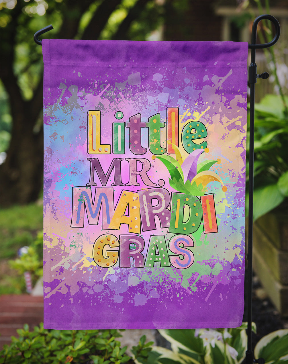 Little Mr. Mardi Gras Garden Flag Mailbox Decorative Yard Banner Outside Patio Artwork for Flower Beds, Garden Size, Multicolor