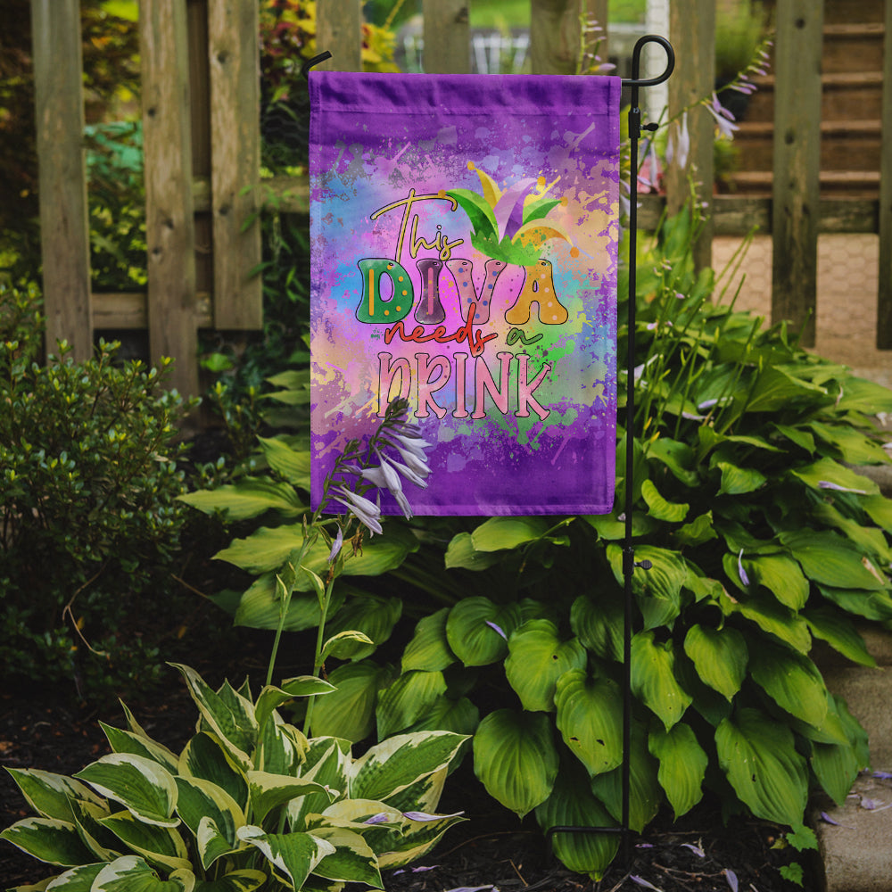 This Diva needs a Drink Mardi Gras Garden Flag Mailbox Decorative Yard Banner Outside Patio Artwork for Flower Beds, Garden Size, Multicolor