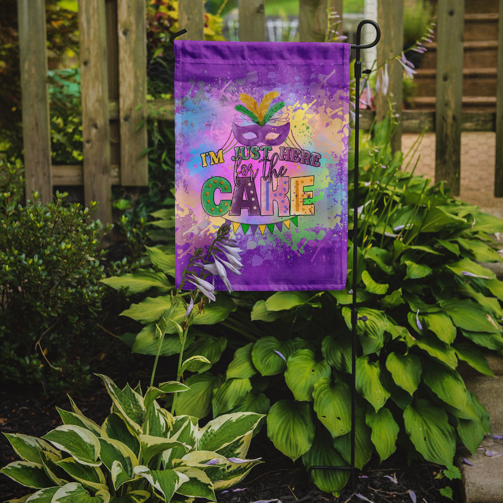 I am Just Here for Cake Mardi Gras Garden Flag Mailbox Decorative Yard Banner Outside Patio Artwork for Flower Beds, Garden Size, Multicolor