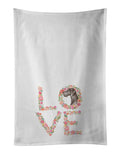 Black Great Dane #2 Love Kitchen Towel Set of 2 White Dish Towels Decorative Bathroom Hand towel for Hand, Face, Hair, Yoga, Tea, Dishcloth, 19 X 28", White