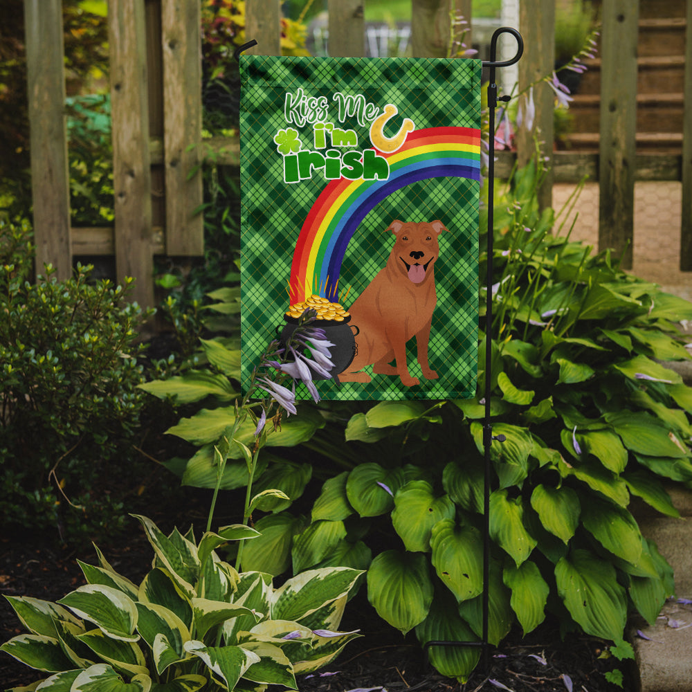 Red Pit Bull Terrier St. Patrick's Day Garden Flag Mailbox Decorative Yard Banner Outside Patio Artwork for Flower Beds, Garden Size, Multicolor