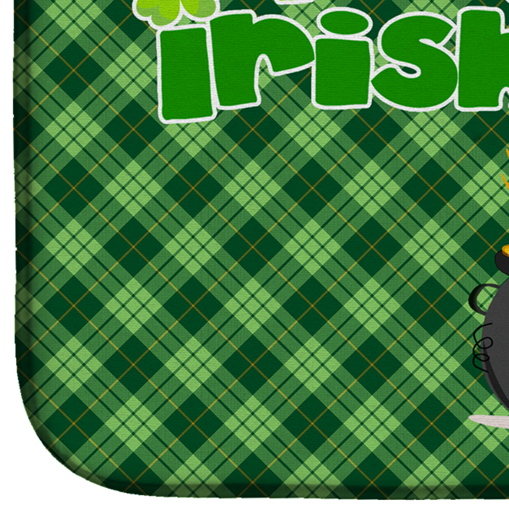 White Pit Bull Terrier St. Patrick's Day Dish Drying Mat Absorbent Dish Drying Mat Pad for Kitchen Counter Dish Drainer Mat for Countertop, 14 x 21", Multicolor