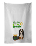 Black Tricolor Basset Hound St. Patrick's Day Kitchen Towel Set of 2 White Dish Towels Decorative Bathroom Hand towel for Hand, Face, Hair, Yoga, Tea, Dishcloth, 19 X 28", White