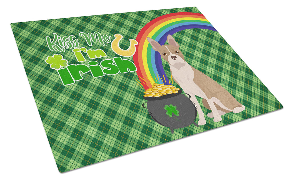 Fawn Boston Terrier St. Patrick's Day Cutting Board Tempered Glass Kitchen Cutting Surface, Heat Resistant Chopping, Non-Slip Feet, Food Prep & Serving