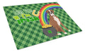 Natural Eared Red Fawn Boxer St. Patrick's Day Cutting Board Tempered Glass Kitchen Cutting Surface, Heat Resistant Chopping, Non-Slip Feet, Food Prep & Serving