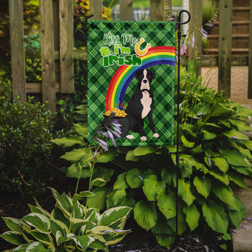 Natural Eared Black Boxer St. Patrick's Day Garden Flag Mailbox Decorative Yard Banner Outside Patio Artwork for Flower Beds, Garden Size, Multicolor