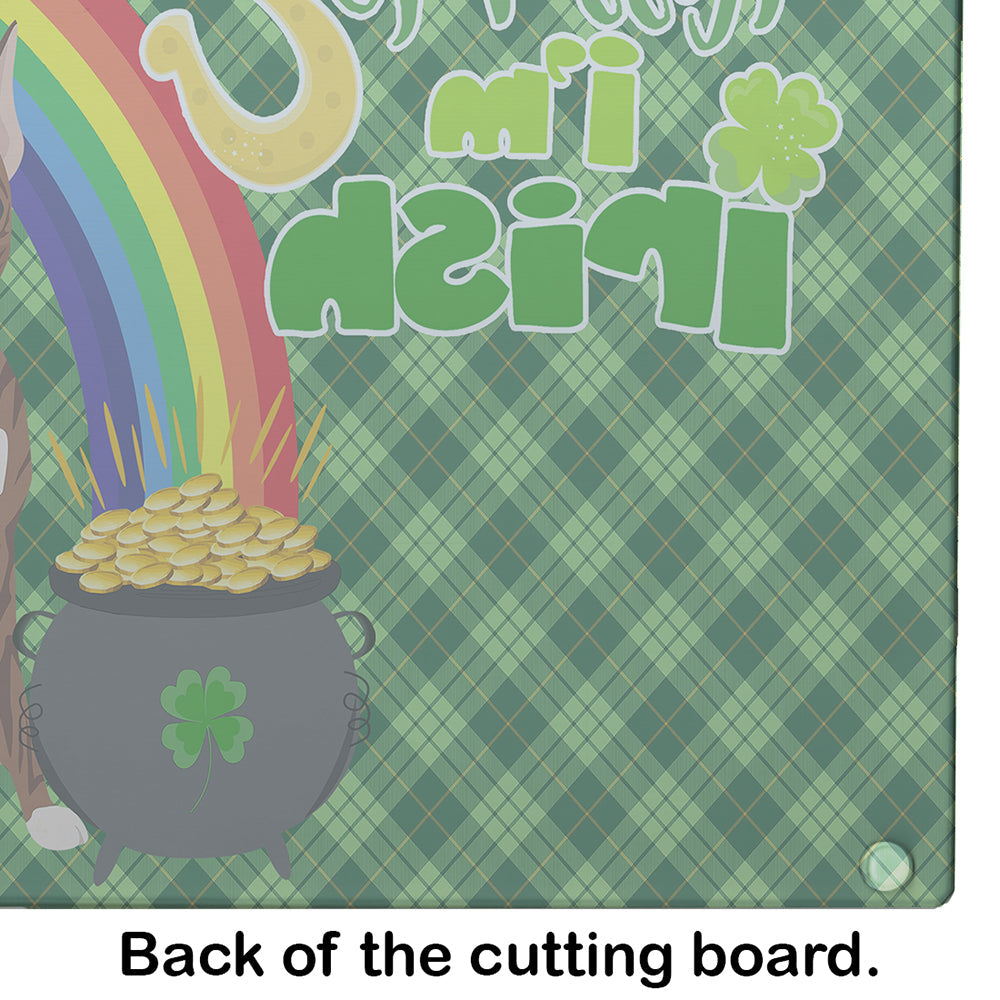Red Brindle Boxer St. Patrick's Day Cutting Board Tempered Glass Kitchen Cutting Surface, Heat Resistant Chopping, Non-Slip Feet, Food Prep & Serving
