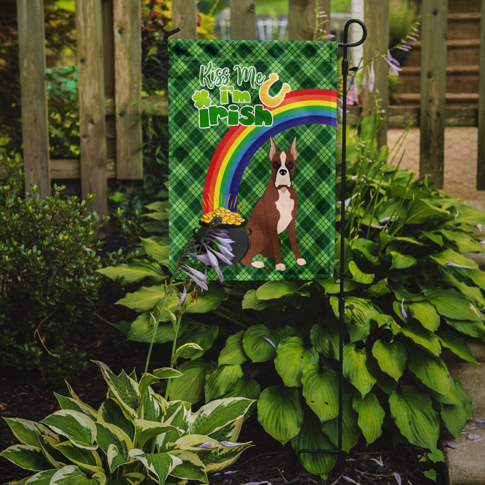Red Fawn Boxer St. Patrick's Day Garden Flag Mailbox Decorative Yard Banner Outside Patio Artwork for Flower Beds, Garden Size, Multicolor