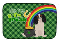 Tricolor Cavalier Spaniel St. Patrick's Day Dish Drying Mat Absorbent Dish Drying Mat Pad for Kitchen Counter Dish Drainer Mat for Countertop, 14 x 21", Multicolor