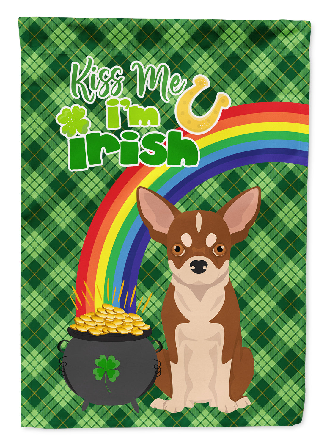 Red and White Chihuahua St. Patrick's Day Garden Flag Mailbox Decorative Yard Banner Outside Patio Artwork for Flower Beds, Garden Size, Multicolor