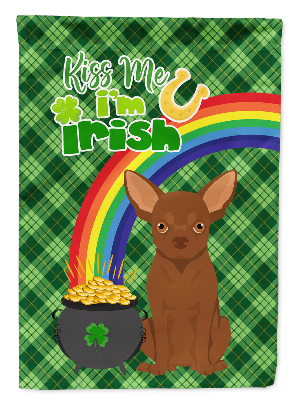 Chocolate Chihuahua St. Patrick's Day Garden Flag Mailbox Decorative Yard Banner Outside Patio Artwork for Flower Beds, Garden Size, Multicolor