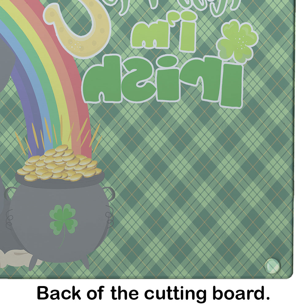 Black and Cream Dachshund St. Patrick's Day Cutting Board Tempered Glass Kitchen Cutting Surface, Heat Resistant Chopping, Non-Slip Feet, Food Prep & Serving