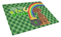 Chocolate and Tan Dachshund St. Patrick's Day Cutting Board Tempered Glass Kitchen Cutting Surface, Heat Resistant Chopping, Non-Slip Feet, Food Prep & Serving