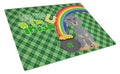 Blue and Tan Dachshund St. Patrick's Day Cutting Board Tempered Glass Kitchen Cutting Surface, Heat Resistant Chopping, Non-Slip Feet, Food Prep & Serving