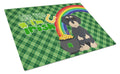 Wirehair Black and Cream Dachshund St. Patrick's Day Cutting Board Tempered Glass Kitchen Cutting Surface, Heat Resistant Chopping, Non-Slip Feet, Food Prep & Serving