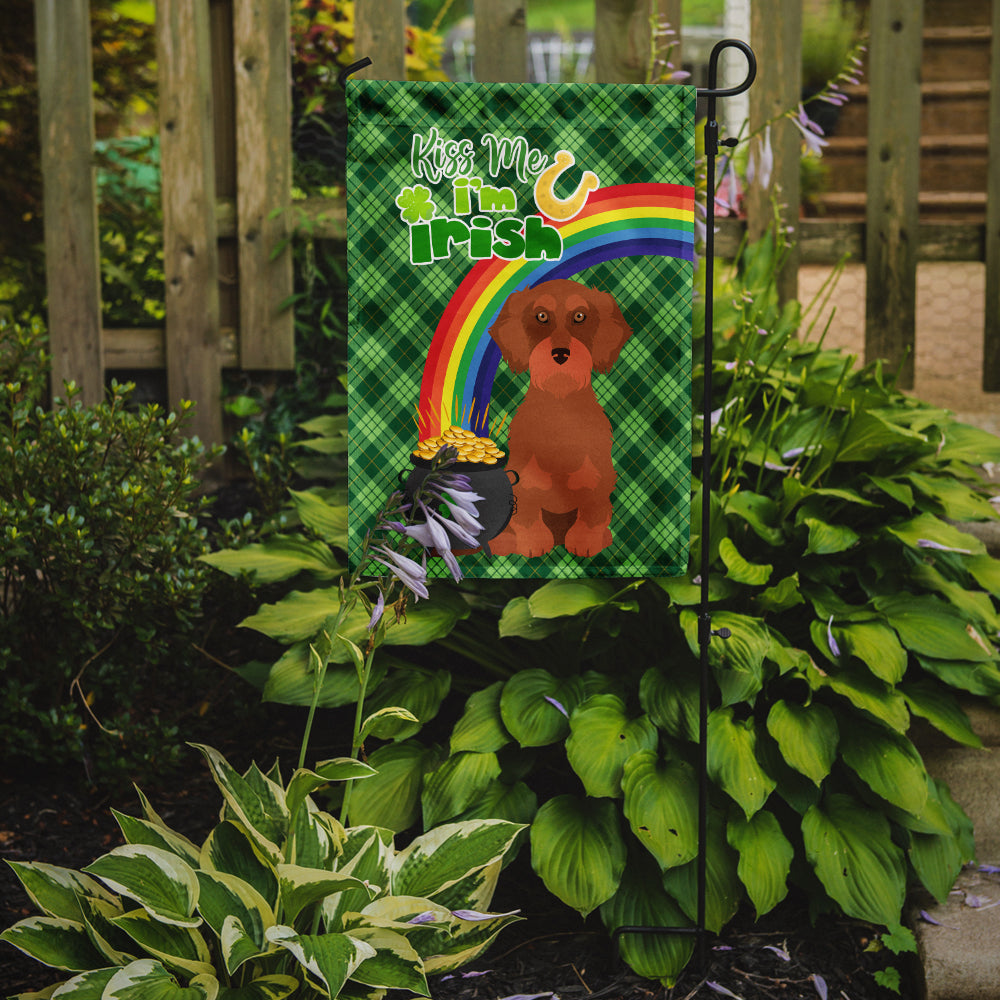 Wirehair Red Dachshund St. Patrick's Day Garden Flag Mailbox Decorative Yard Banner Outside Patio Artwork for Flower Beds, Garden Size, Multicolor