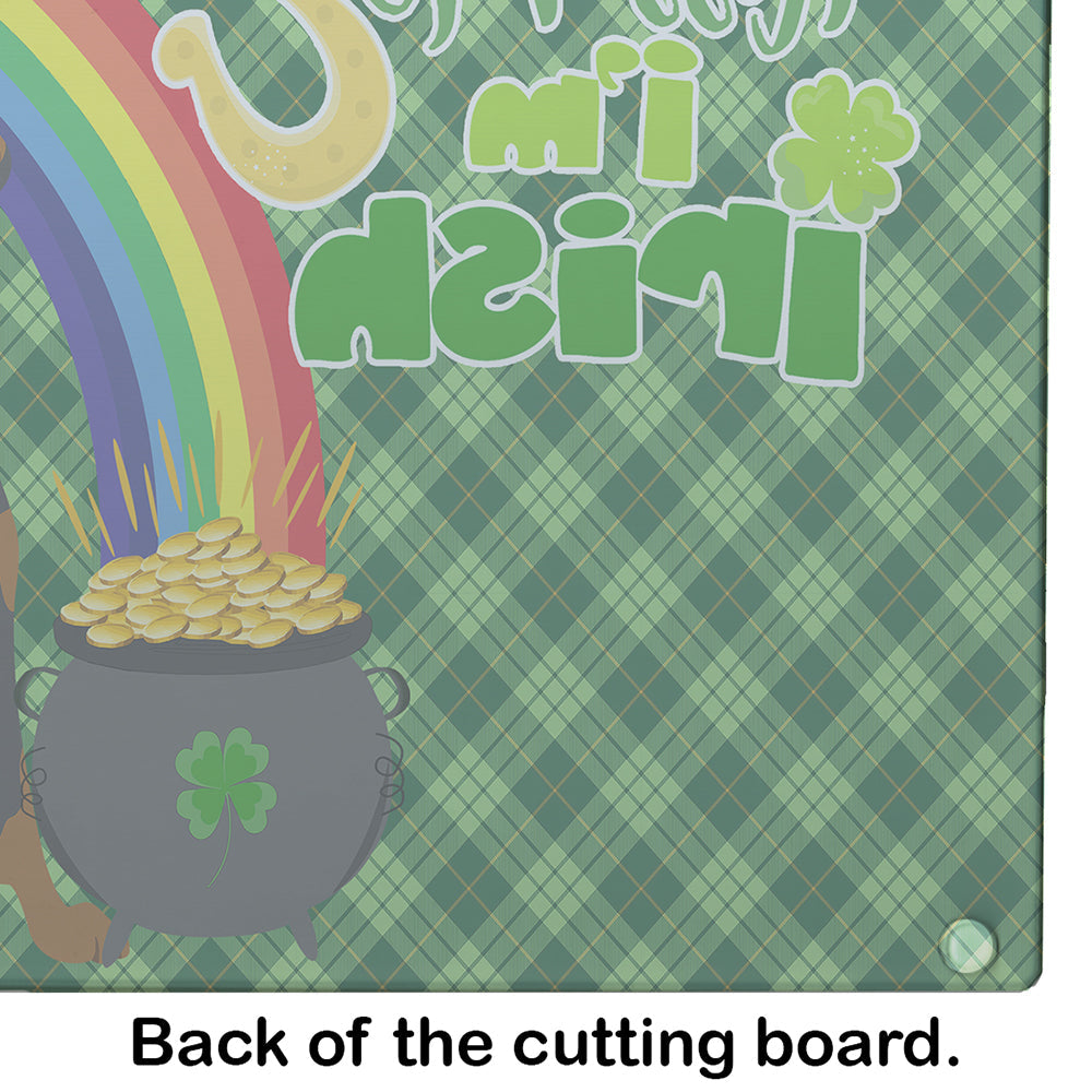 Black and Tan Doberman Pinscher St. Patrick's Day Cutting Board Tempered Glass Kitchen Cutting Surface, Heat Resistant Chopping, Non-Slip Feet, Food Prep & Serving