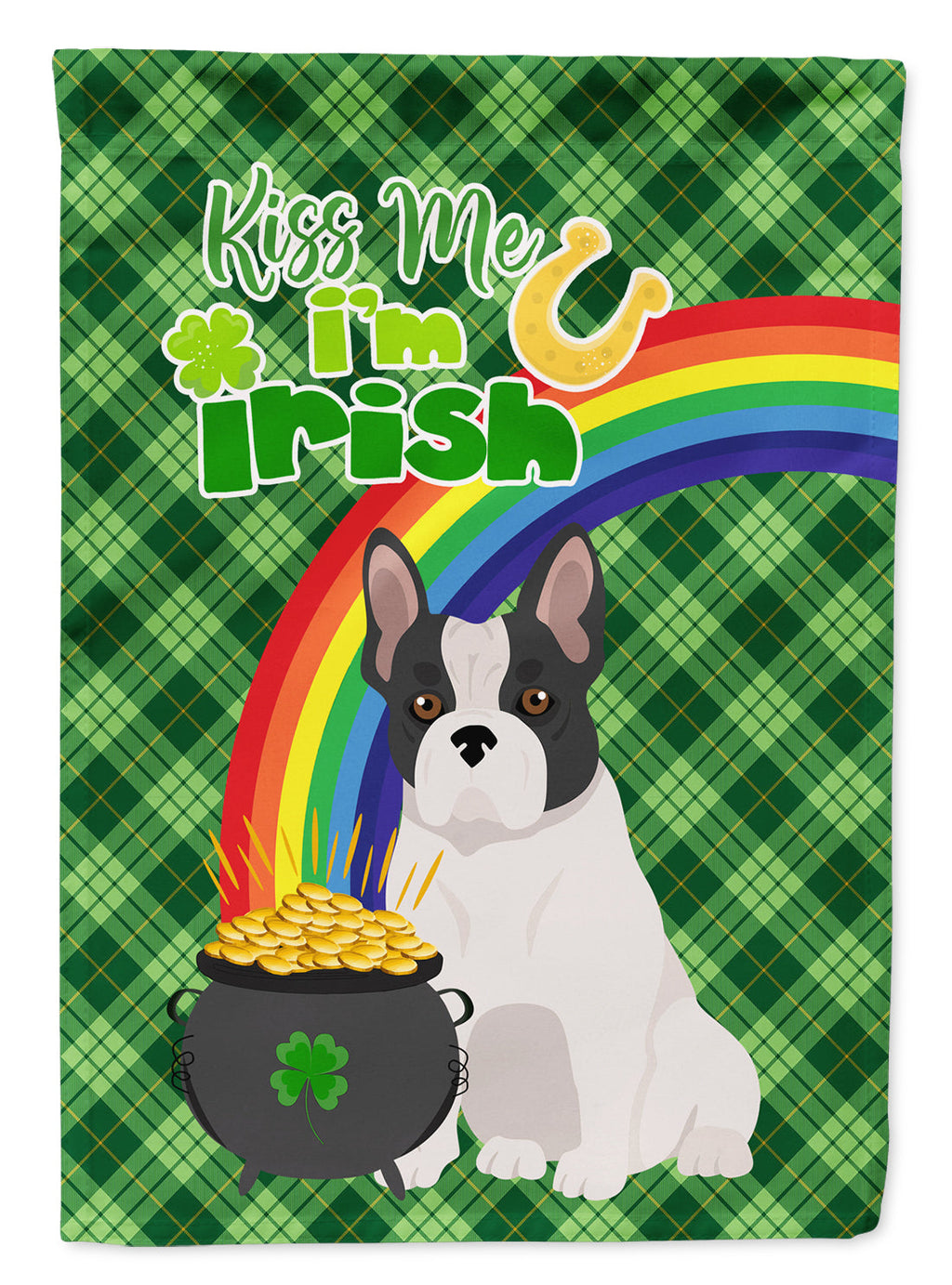 Black and White French Bulldog St. Patrick's Day Garden Flag Mailbox Decorative Yard Banner Outside Patio Artwork for Flower Beds, Garden Size, Multicolor
