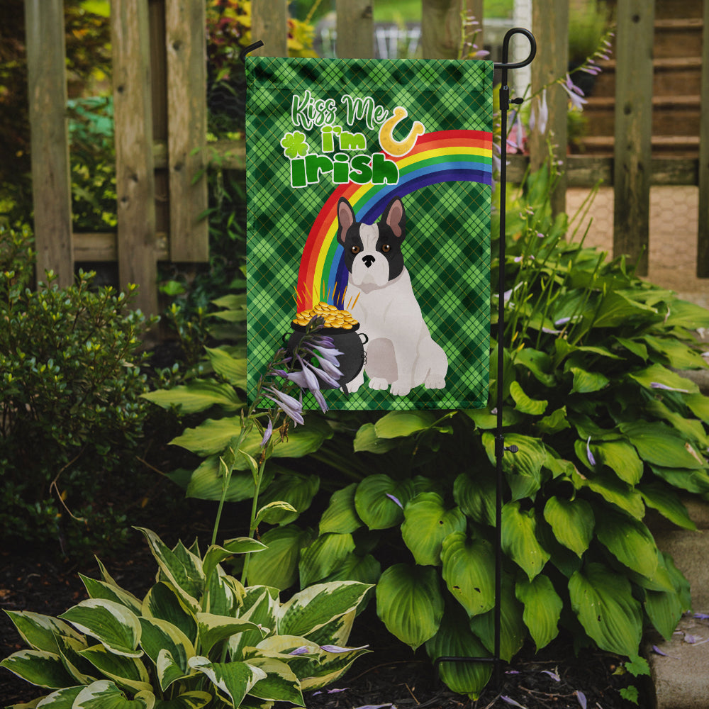Black and White French Bulldog St. Patrick's Day Garden Flag Mailbox Decorative Yard Banner Outside Patio Artwork for Flower Beds, Garden Size, Multicolor