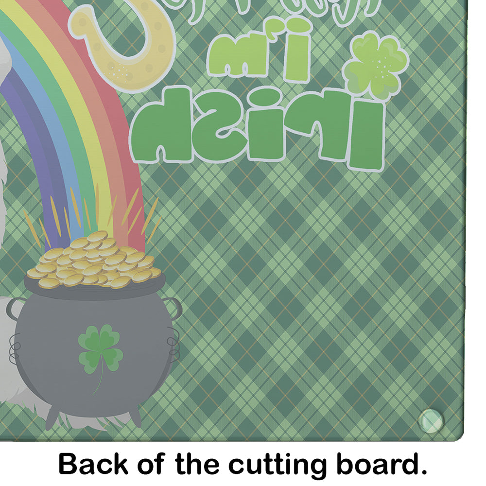Cream Golden Retriever St. Patrick's Day Cutting Board Tempered Glass Kitchen Cutting Surface, Heat Resistant Chopping, Non-Slip Feet, Food Prep & Serving