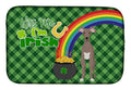 Fawn Italian Greyhound St. Patrick's Day Dish Drying Mat Absorbent Dish Drying Mat Pad for Kitchen Counter Dish Drainer Mat for Countertop, 14 x 21", Multicolor
