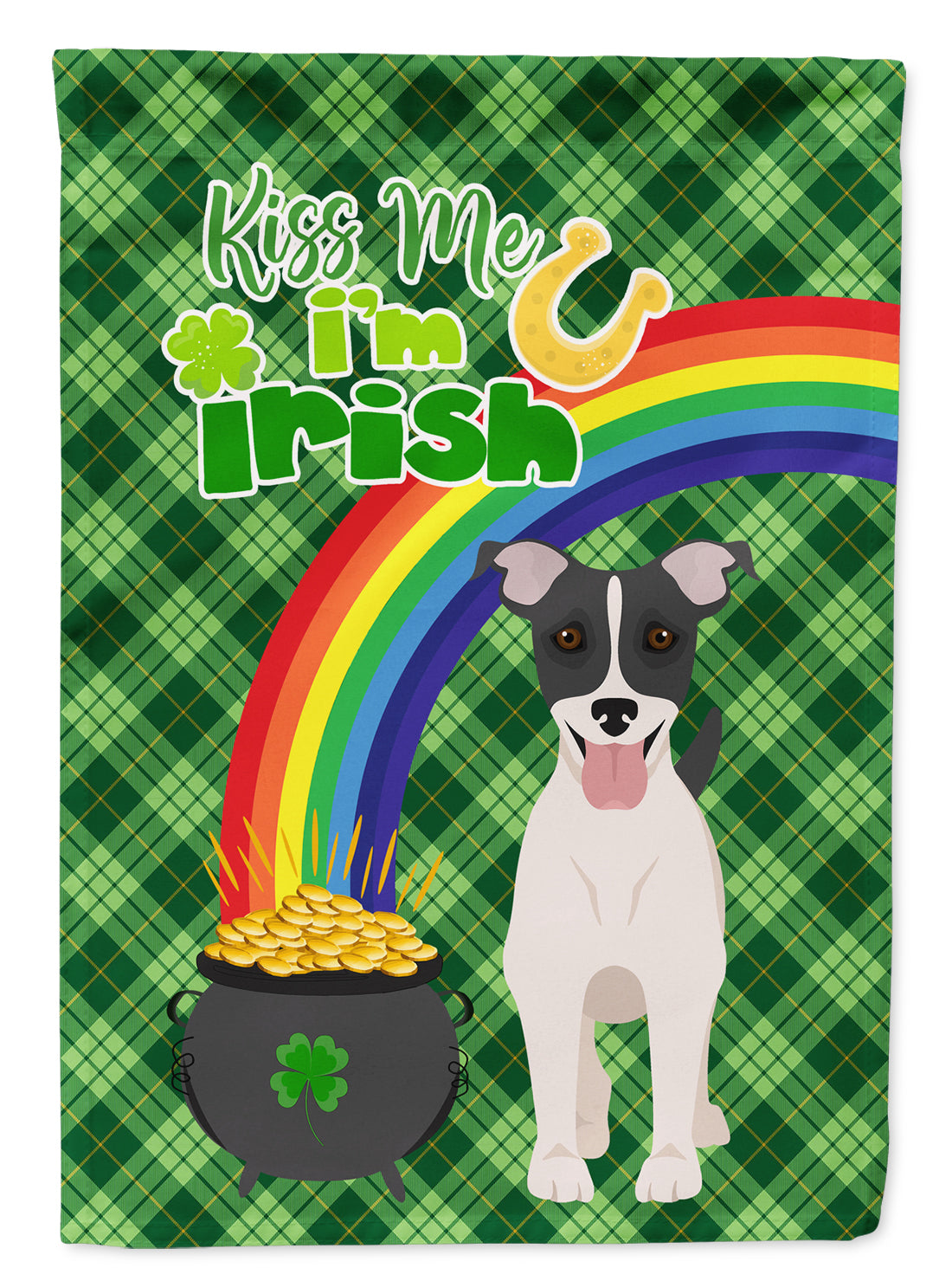 Black White Smooth Jack Russell Terrier St. Patrick's Day Garden Flag Mailbox Decorative Yard Banner Outside Patio Artwork for Flower Beds, Garden Size, Multicolor