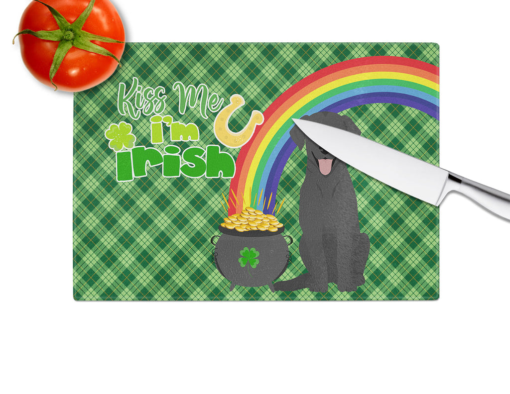 Black Labrador Retriever St. Patrick's Day Cutting Board Tempered Glass Kitchen Cutting Surface, Heat Resistant Chopping, Non-Slip Feet, Food Prep & Serving
