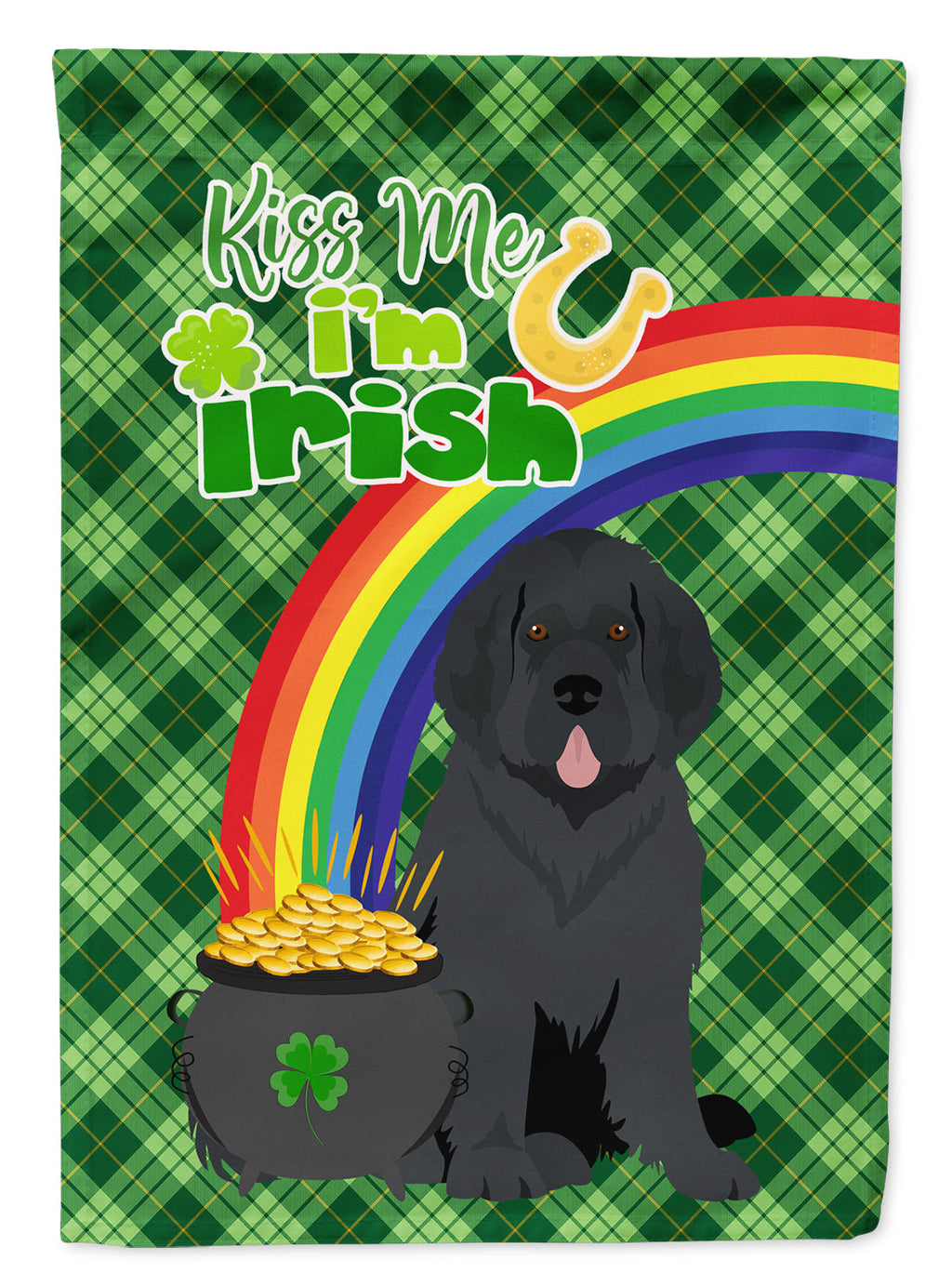 Black Newfoundland St. Patrick's Day Garden Flag Mailbox Decorative Yard Banner Outside Patio Artwork for Flower Beds, Garden Size, Multicolor