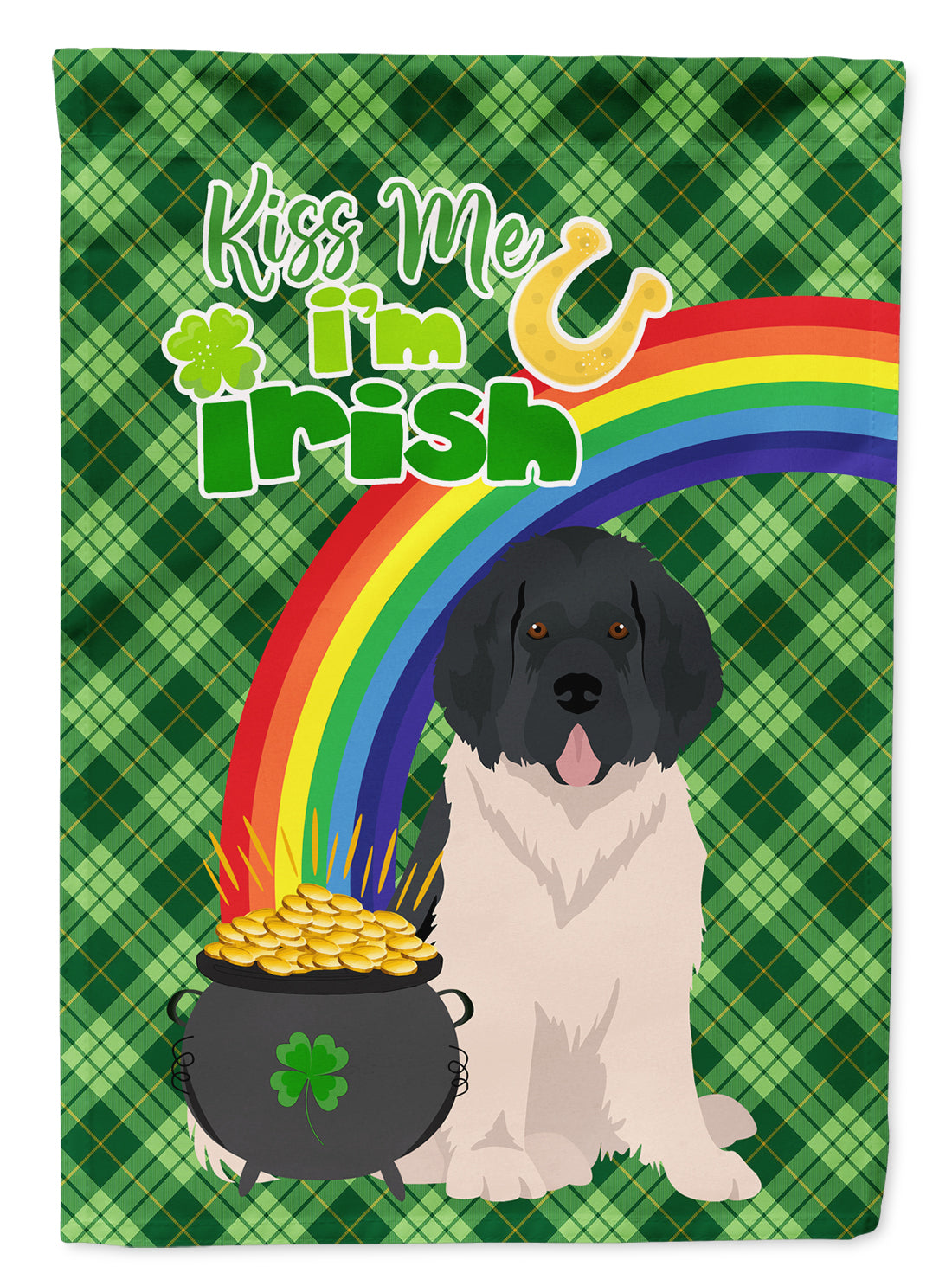 Landseer Newfoundland St. Patrick's Day Garden Flag Mailbox Decorative Yard Banner Outside Patio Artwork for Flower Beds, Garden Size, Multicolor