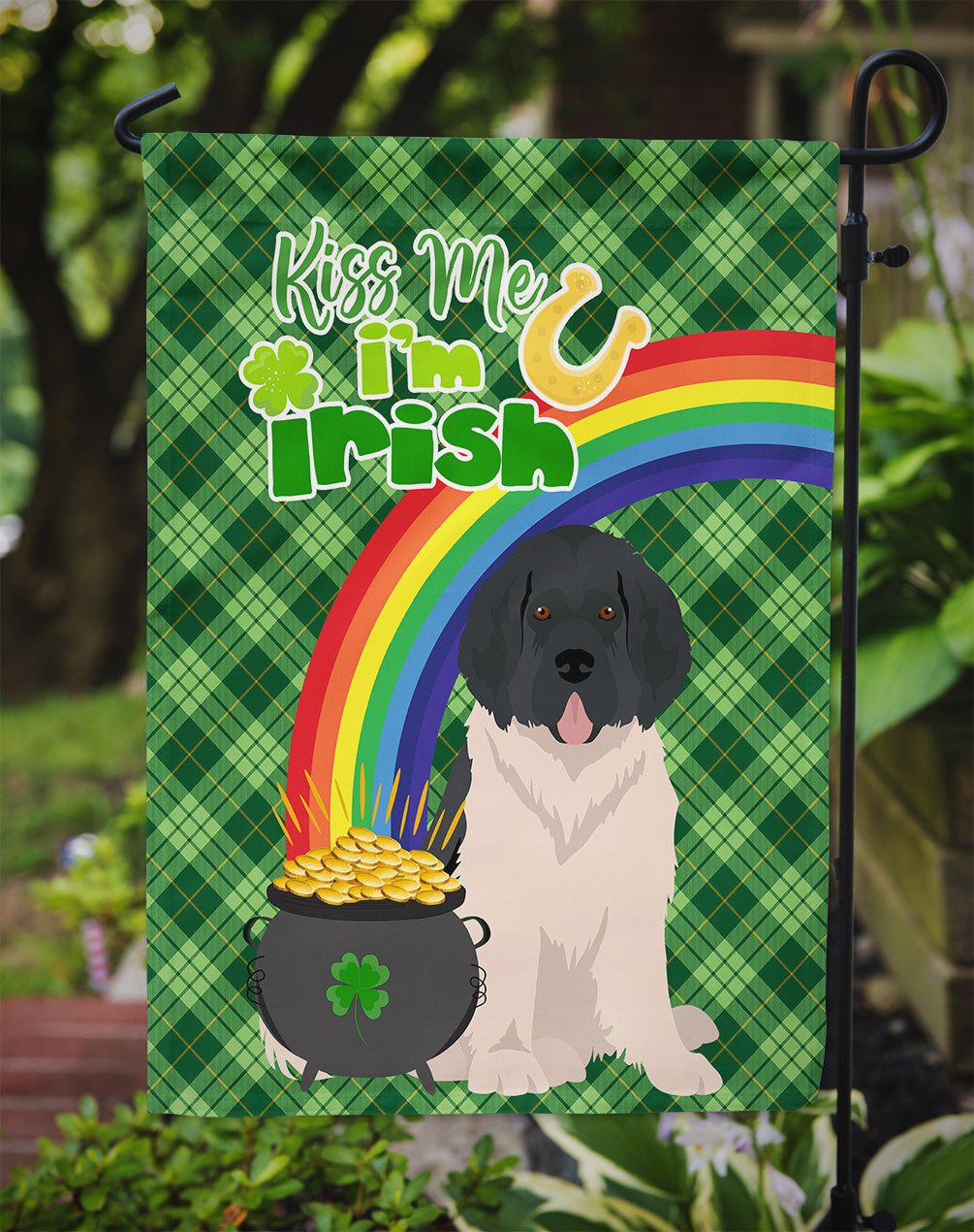 Landseer Newfoundland St. Patrick's Day Garden Flag Mailbox Decorative Yard Banner Outside Patio Artwork for Flower Beds, Garden Size, Multicolor